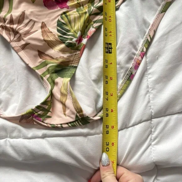 Womens Floral Pink Green One Piece Bikini Swimsuit Summer Beach Resortwear - Picture 5 of 8